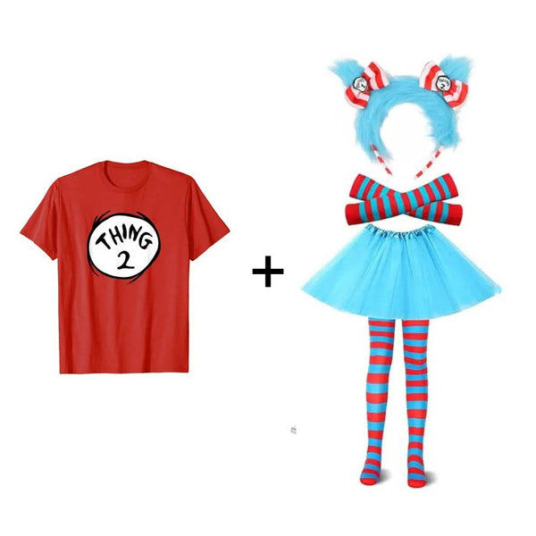 Cat in the Hat Costume Kids – Thing 1 Thing 2 Dr Seuss Book Week Outfit Set