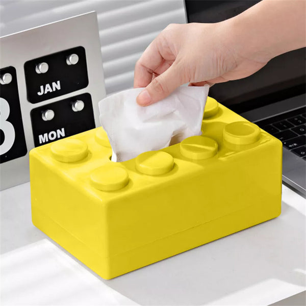 Building Block Tissue Box Cover | Creative Tissue Dispenser Storage Holder for Home Car Desk