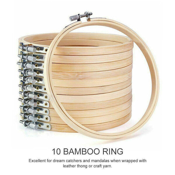 10PCS Bamboo Embroidery Hoops Ring Sewing Frame Cross Stitch Craft Wedding Xmas