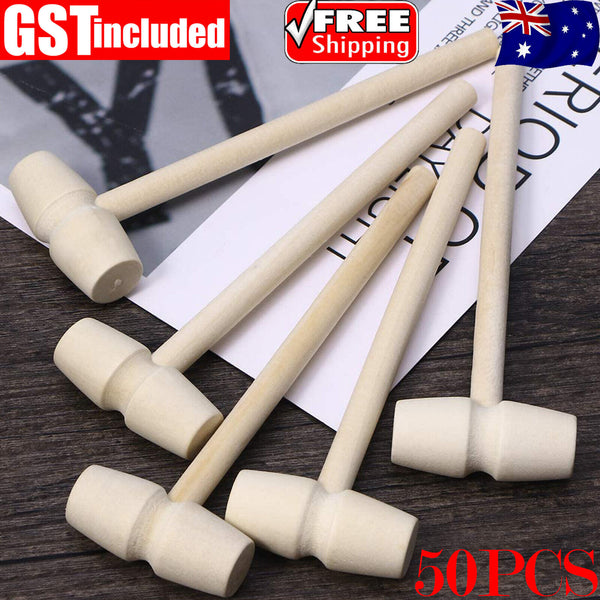 50X Mini Wooden Hammer For Chocolate Breakable Heart Hammer Mallet Smash DIY Toy