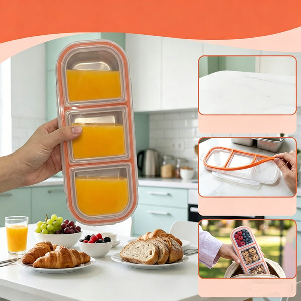 Stainless Steel Snack Container with Lid Lunchbox Food Storage Container 600ml