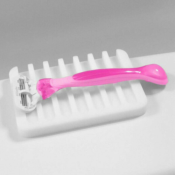 5pcs Silicone Soap Dish Storage Holder Soapbox Plate Tray Drain Box Tool Bathroom