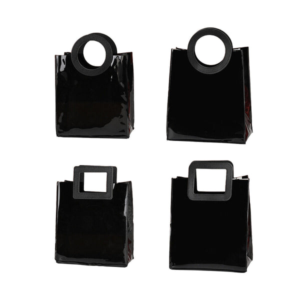 10PCS Black PVC Gift Bags with Round and Square Handles Jelly Handbag Set AU