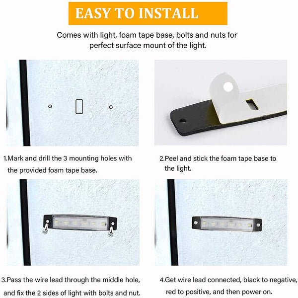 12X Marine Boat 6 LED Lamp White Cabin Deck Courtesy Light Stern Transom Lights