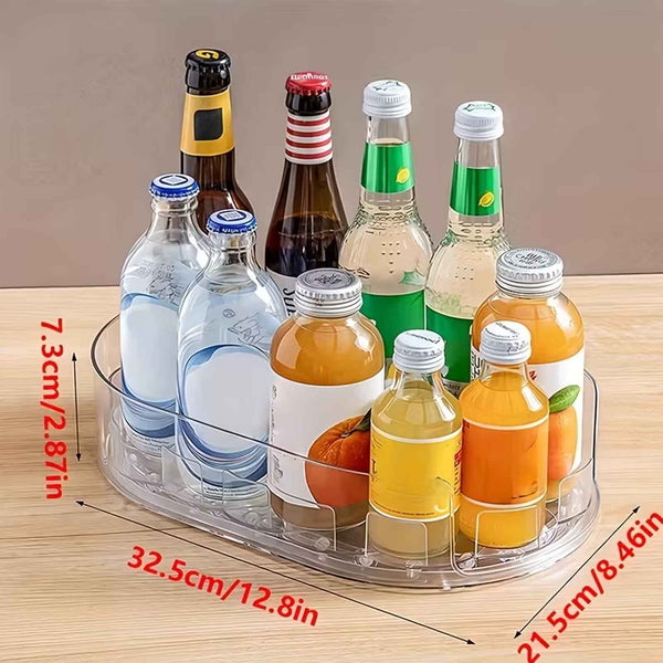360 Rotating Fridge Organizer Tray – Clear Kitchen Storage Carousel Container