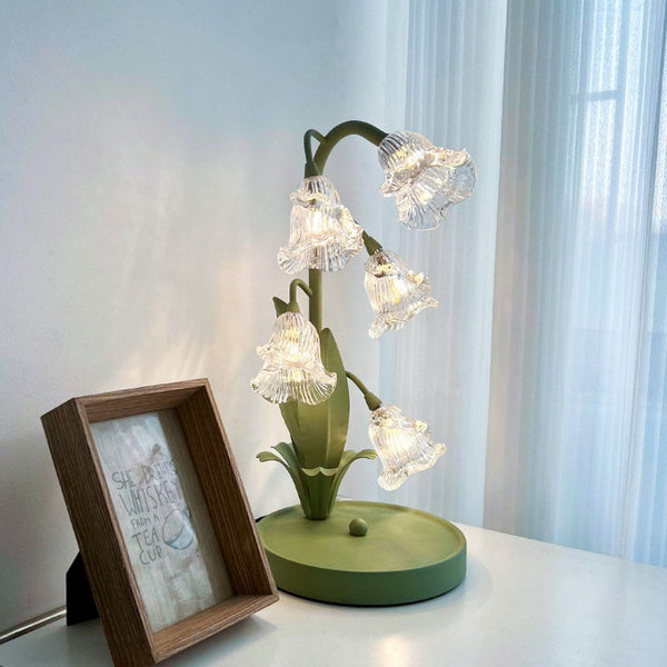 Lily Flower Table Lamp USB Powered Warm White LED Decorative Glass Desk Bedside Light