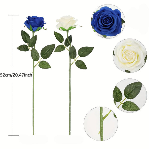 24PCS Artificial Rose Flowers Long Stem Silk Bouquet Wedding Home Decor