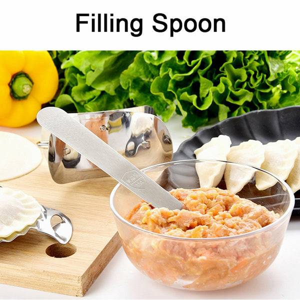 4 Piece Stainless Steel Dumpling Maker Set – Dough Press Mould and Wrapper Cutter Tool