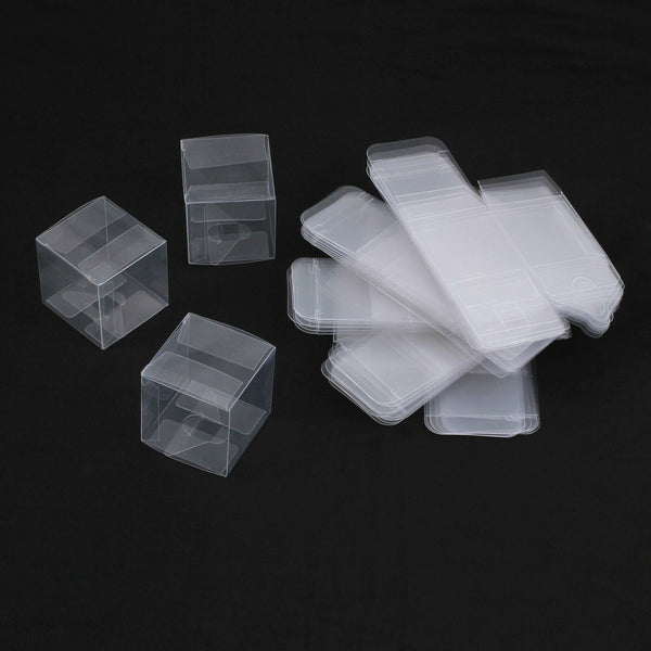 200pcs CLEAR PVC Gift Boxes Plastic Cube Transparent Display Case Square Box Pac