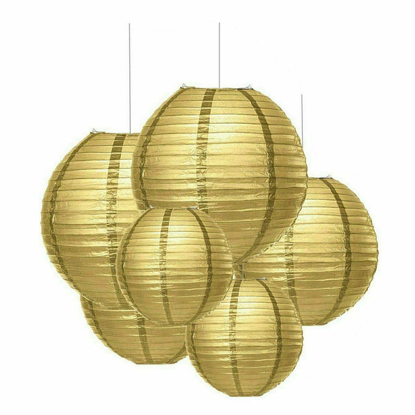 1-20X Gold Round Japanese Paper Lantern 20/30/40cm Party Passage Festival Decor