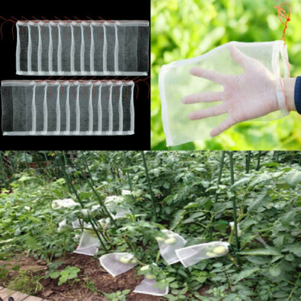 10/50PC Fruit Net Bags Agriculture Garden Vegetable Protection Mesh Insect Proof