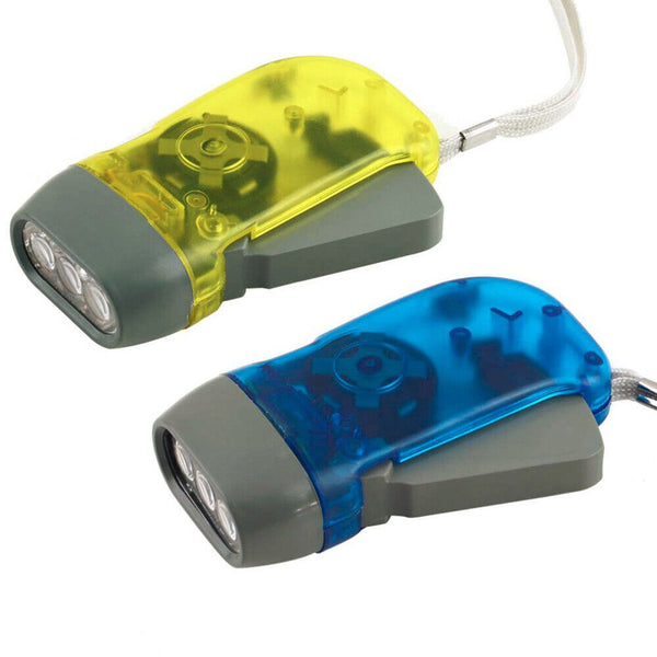 3LED Lamp Torch Hand Press Crank Camping Lights Wind Up Flashlight Emergency