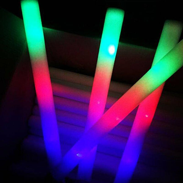 192x LED Foam Sticks RGB Thunder 48cm Glow Stick Flashing Light Rave Party Cheer