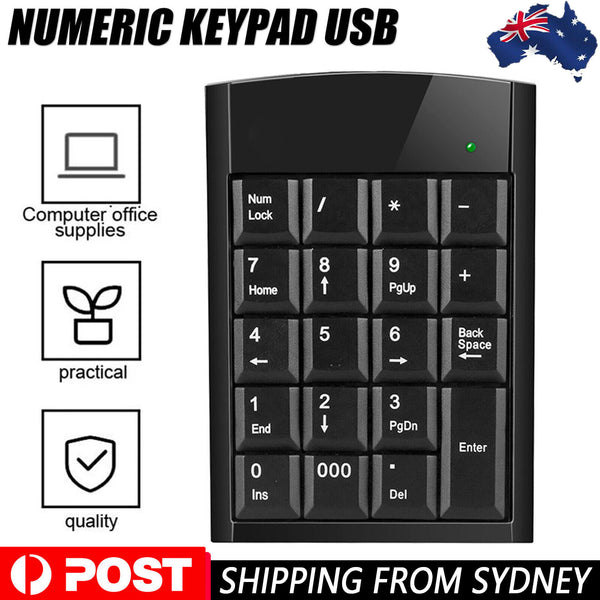 Numeric Keypad USB Wired Keyboard Number Pad for Laptop Desktop PC 19 key New AU