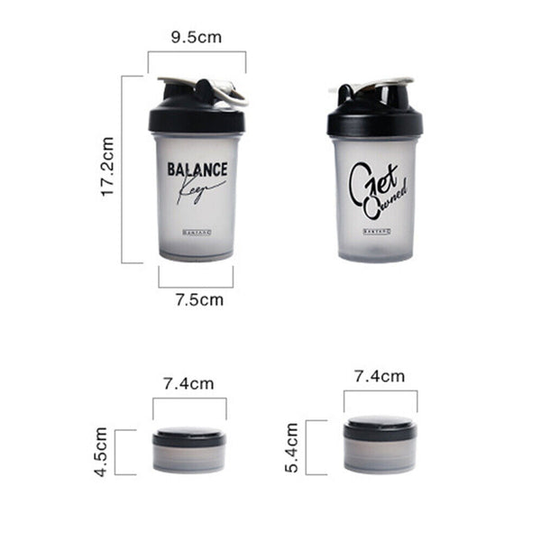 Sports Shaker Bottle 500ML Protein Powder Mixing Water Bottle Sport Fitness Gym