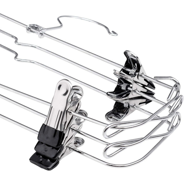 2PCS 6 Tier Skirt Hangers with Clips Multi Layer Pants Hangers Space Saving Closet Organiser