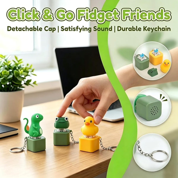 2X Rechargeable Duck Frog Keychain Button with Sound Keyboard Clicker Fidget Toy