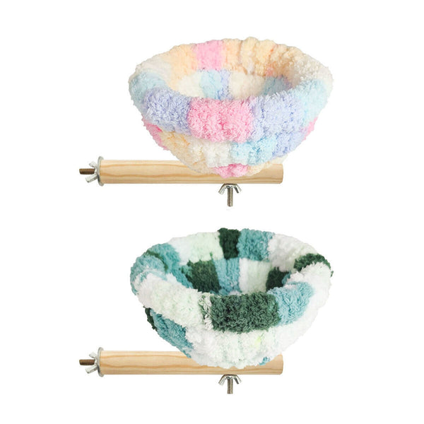 Warm Plush Bird Nest Hanging Cage Bed Parrot Bird House with Perch