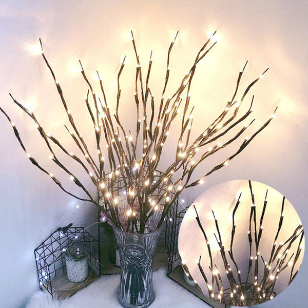 20 LED Twig Branch Fairy Light Flowers Tree Willow Night Lamp Home Xmas Decor AU