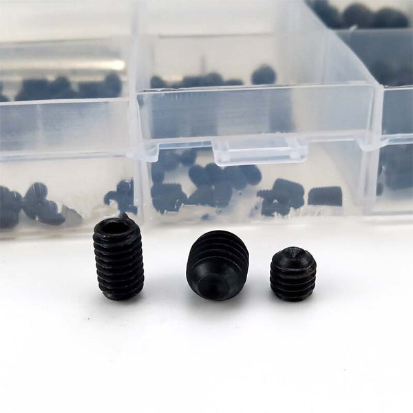 240x M3/M4/M5/M6/M8 Carbon-Steel Hex Socket Set Grub240 Piece Hex Socket Grub Screw Assortment Kit with 5 Hex Keys – Carbon Steel Set Screws M3 M4 M5 M6 M8 Screws Kit+5Pcs Hex Keys