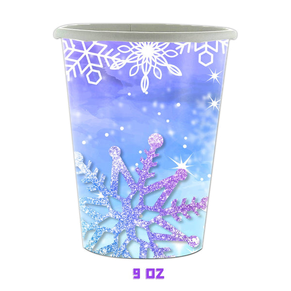 New Frozen Snowflake Tableware Party Supplies Birthday Paper Plates Napkins Cups