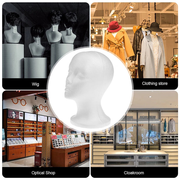 2-10X Practical Foam Female Mannequin Head Wigs Glasses Cap Display Holder Stand