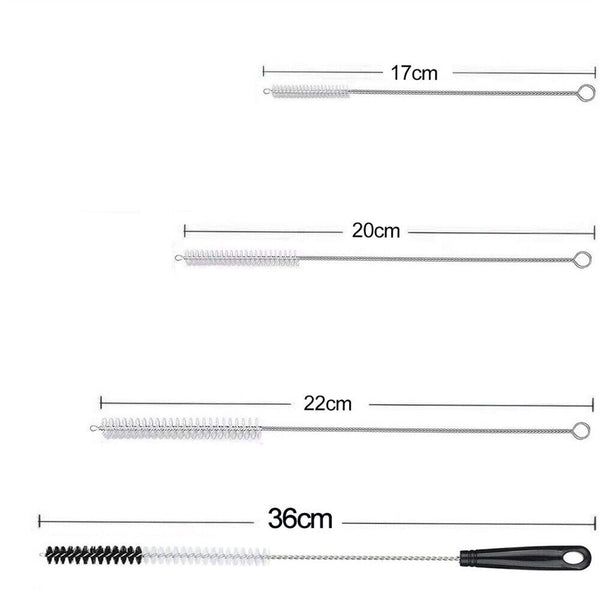 8X/Set  Nylon Straw Brush Set Cleaner Bottle Glass Tube Pipe Small Long Cleaning