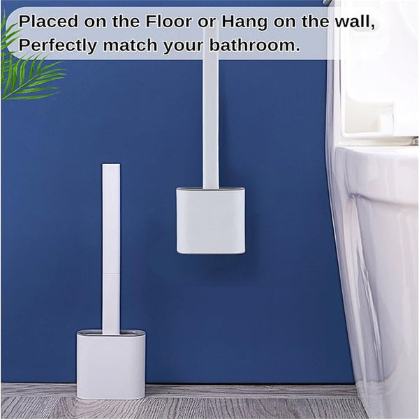 2Sets Bathroom Silicone Bristle Toilet Brush Holder Creative Cleaning Brush New