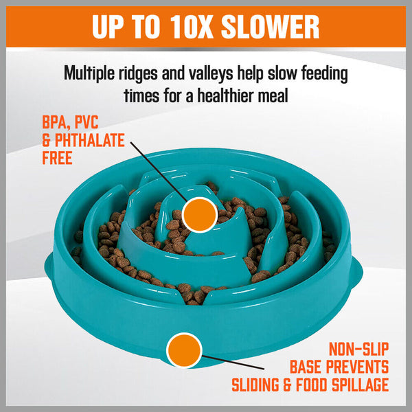 2PCS Cat Dog Slow Down Eating Feeder Dish Pet Large / Small Feeding Food Bowl Di