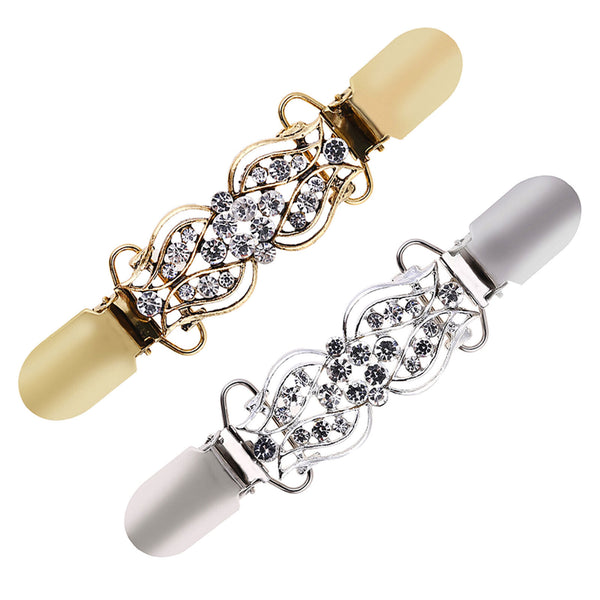 Cardigan Sweater Crystal Clips Pin Brooch Shawl Shirt Collar Buckles Scarf Clasp