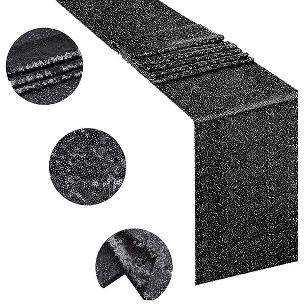 Black Sequin Table Runners Tablecloths Wedding Events Party Tablecover Decoratio