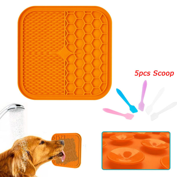 Silicone Dog Pet Lick Mat Pad Boredom Buster Slow Feeder Bath Grooming Helper AU