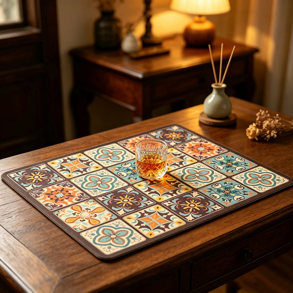 Dish Drying Mat with Glass Pitcher & Cup Set – Decorative Kitchen Draining Mat