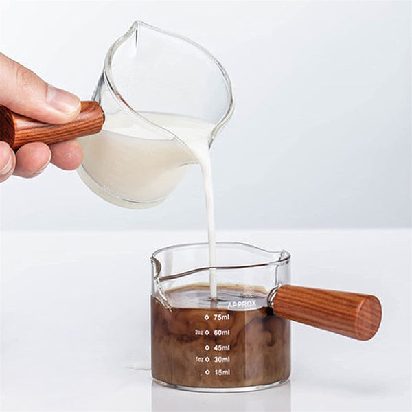 2X Glass Espresso Cup Double Mouth Milk Coffee Mug Shot Measuring Cup 70+75ML
