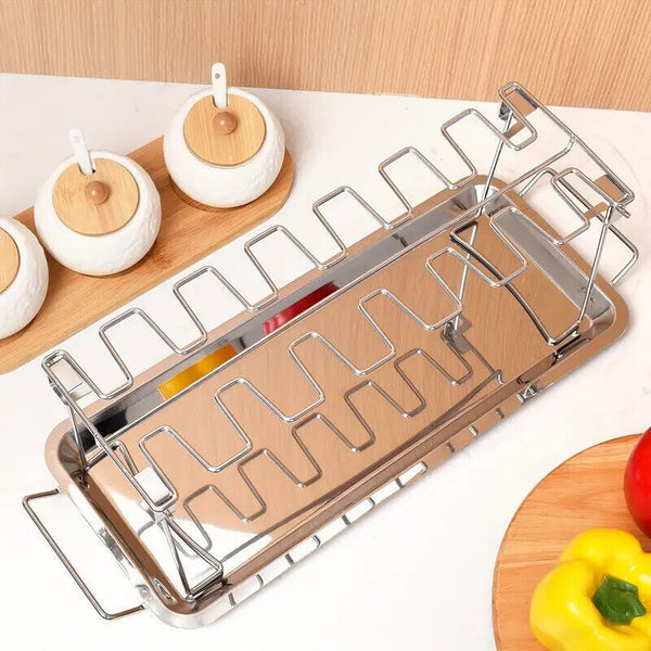 Foldable Stainless Steel Barbecue Grill Rack for Chicken Legs Outdoor Cooking