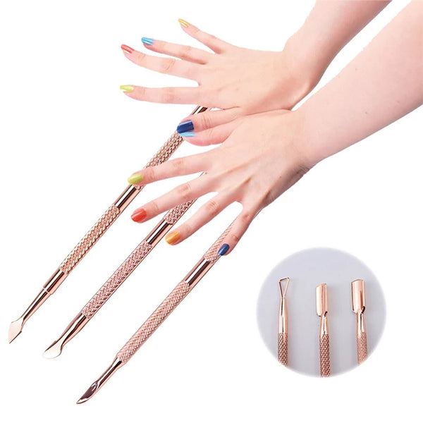 3pcs Cuticle Peeler Scraper Remove Gel Nail Polish and Pusher Spoon Nail Cleaner
