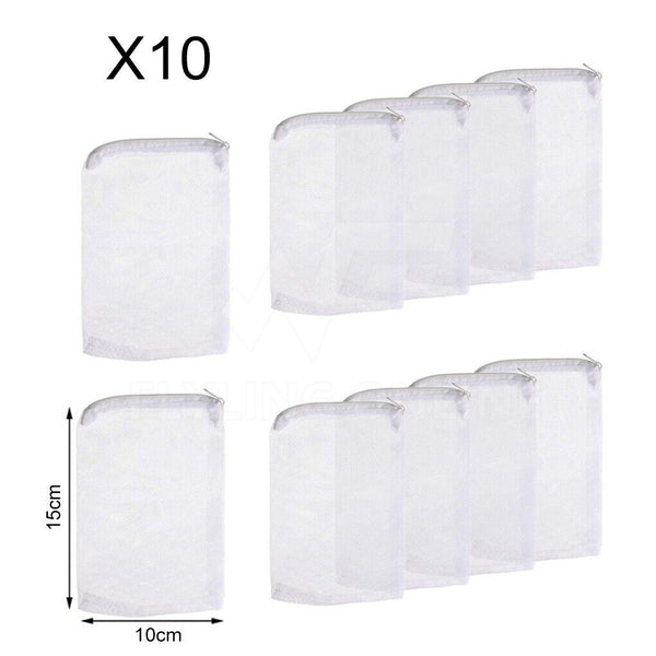 10Pcs Aquarium Filter Bags Fish Tank Bio Ball Media Mesh Storage Bag with Zipper