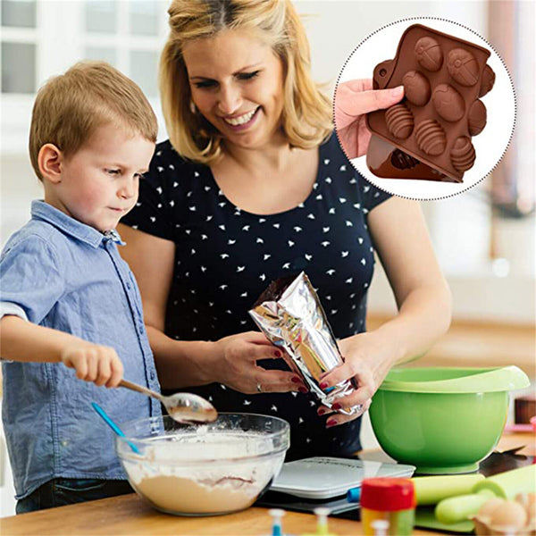 2PCS Bunny Egg Easter Chocolate Cake ice Cube Cookie Silicone Mold Fondant AU