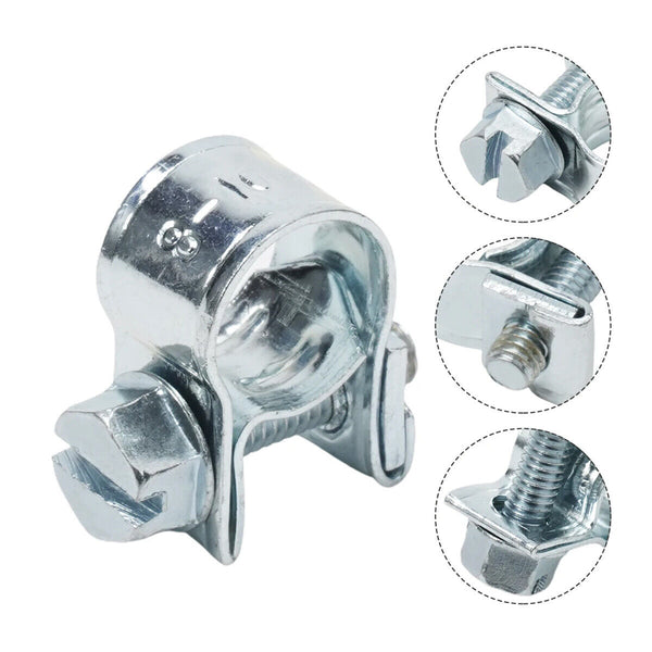 10pcs galvanized iron fuel hose clamps for automobile air pipe secure gri AU