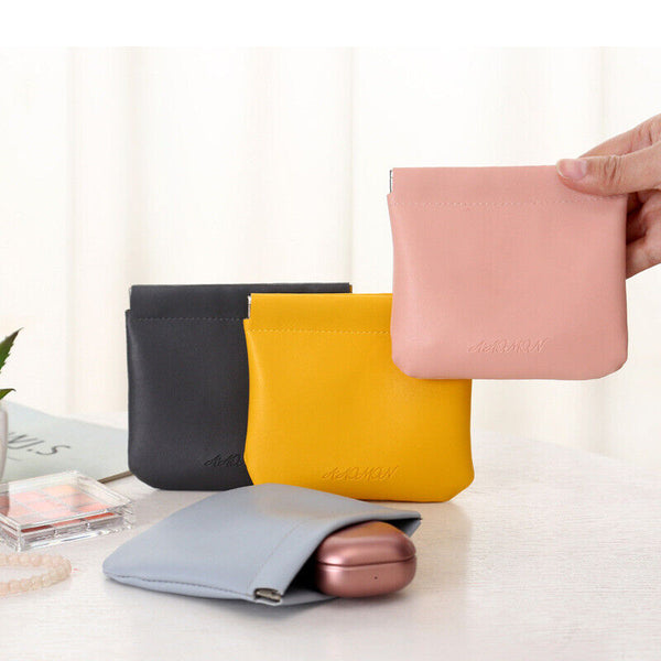 Pocket Cosmetic Bag Portable self-Closing Water-Resistant Leather Storage Bag AU