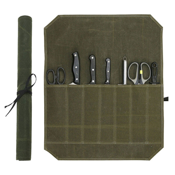 7 Slot Japanese Chef Knife Roll Bag Waxed Canvas Knife Carry Bag Storage Case AU