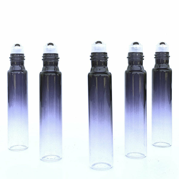 UP 200Pcs 10ml Thick Gradient Glass Roll On Bottles Steel Roller Essential Oil A