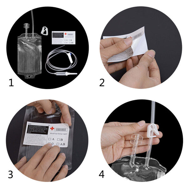 Reusable IV Blood Bags Halloween Haunted House Energy Drink Container AU