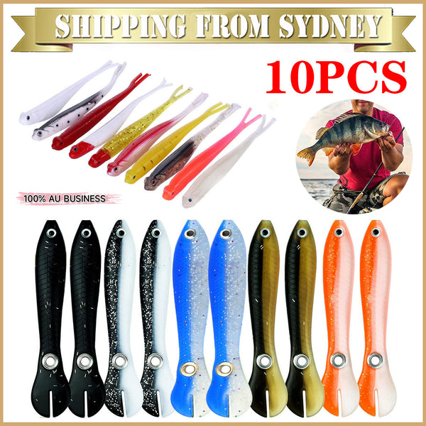 10Pcs Soft Fishing Lures Fake Bait Bionic Fishing Lure Saltwater & Freshwater AU