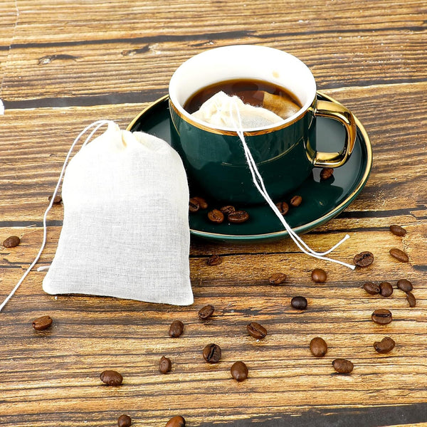 40PCS Reusable Cotton Muslin Filter Bags Spices Herbs Tea Soup Drawstring 3 Size