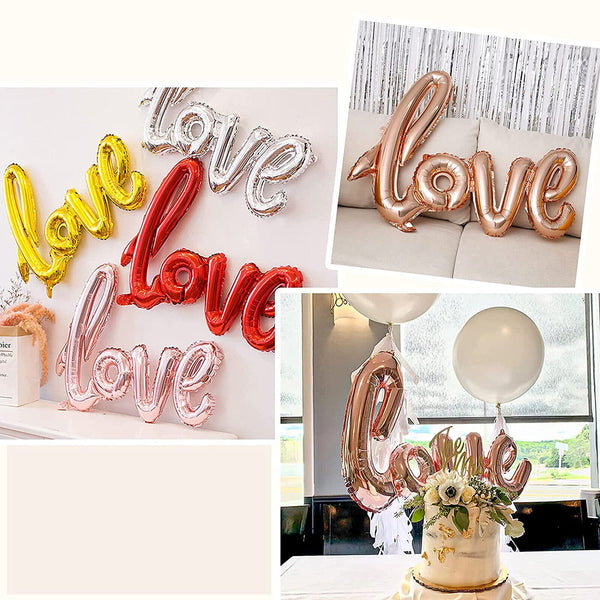 5pcs Jumbo Love Pink Foil Balloon Wedding Script Handwriting Home Decorations