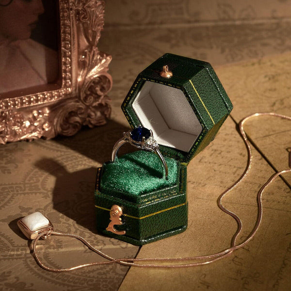 Green Mini Jewellery Box Ring Storage Organizer Case Small Travel Box for Rings