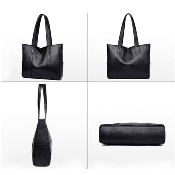 2X Women PU Leather Handbag Large Capacity Durable Shoulder Tote Bag Side Pocket
