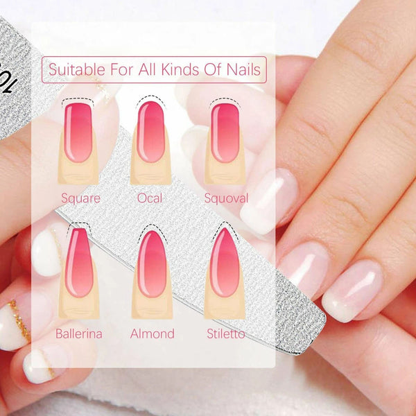 100PCS Professional Nail Files 100/180 Grit Double Sided Manicure Pedicure Buffer