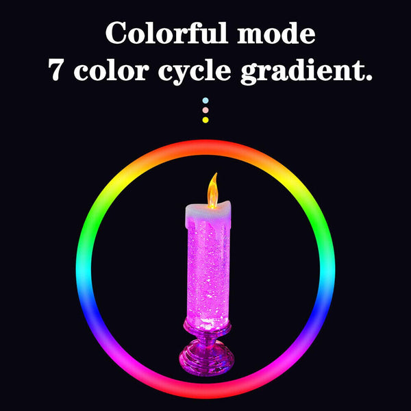 Glitter Flameless Candles Waterproof LED Candle Pillar Colorful Christmas Lights